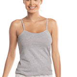 Canotta con spallina sottile e pizzo - GRIGIO MELANGE - 1432