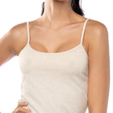 Canotta con spallina sottile e pizzo - ECRU MELANGE - 1432