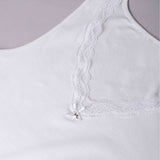 Canotta spalla larga, scollo a V con pizzo - BIANCO - 1436