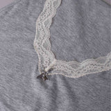 Canotta spalla larga, scollo a V con pizzo - GRIGIO MELANGE - 1436