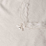 Canotta spalla larga, scollo a V con pizzo - ECRU MELANGE - 1436