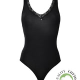 Body scollo a V con pizzo - NERO - 1448