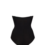 Body con coppe imbottite, ferretto, spalline removibili e taglio laser - NERO - 1842