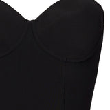 Body con coppe imbottite, ferretto, spalline removibili e taglio laser - NERO - 1842