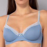 Reggiseno francese con ferretto in tessuto jacquard - DENIM - 1870