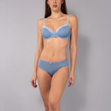 Reggiseno francese con ferretto in tessuto jacquard - DENIM - 1870