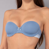 Reggiseno a fascia imbottito con ferretto in tessuto jacquard - DENIM - 1880