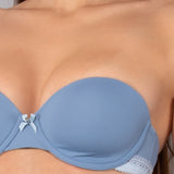 Reggiseno a fascia imbottito con ferretto in tessuto jacquard - DENIM - 1880