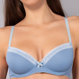 Reggiseno con coppe imbottite e ferretto in tessuto jacquard - DENIM - 1882