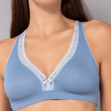 Reggiseno triangolo non imbottito senza ferretto in tessuto jacquard - DENIM - 1886