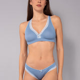 Reggiseno triangolo non imbottito senza ferretto in tessuto jacquard - DENIM - 1886