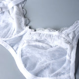 Reggiseno francese in pizzo senza ferretto, con regolatore supplementare - BIANCO - 2440