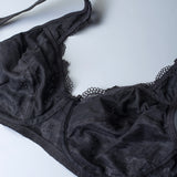 Reggiseno francese in pizzo senza ferretto, con regolatore supplementare - NERO - 2440