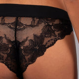 Slip taglio laser in cotone e pizzo - NERO - 5115