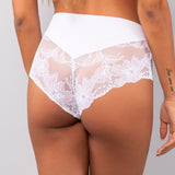 Slip alto taglio laser in cotone e pizzo - BIANCO - 5119