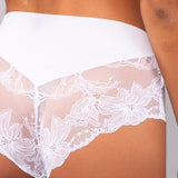 Slip alto taglio laser in cotone e pizzo - BIANCO - 5119