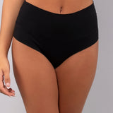 Slip alto taglio laser in cotone e pizzo - NERO - 5119