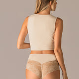 Slip alto taglio laser in cotone e pizzo - SKIN - 5119