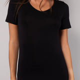 Maglia Manica Corta Scollo a V in Modal - NERO - 6008
