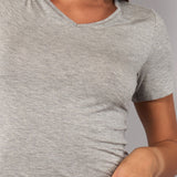 Maglia Manica Corta Scollo a V in Modal - GRIGIO MELANGE - 6008