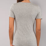 Maglia Manica Corta Scollo a V in Modal - GRIGIO MELANGE - 6008