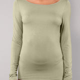 Maglia Manica Lunga Scollo a Barchetta in Modal - VERDE MILITARE - 6014