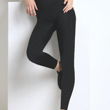 Leggings Akty con cuciture e vita alta doppiata - NERO - AT03