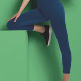 Leggings Akty con cuciture e vita alta doppiata - BLU - AT03