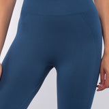Leggings a mezza costina - BLU - AT05
