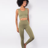 Top Akty con spalla larga e dettagli a costina - VERDE MILITARE - AT09
