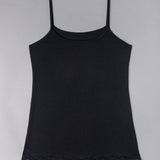 Canotta con spallina sottile e pizzo - NERO - 1432