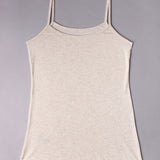 Canotta con spallina sottile e pizzo - ECRU MELANGE - 1432