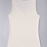 Canotta spalla larga, scollo a V con pizzo - ECRU MELANGE - 1436