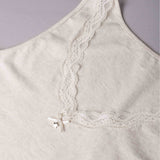 Canotta spalla larga, scollo a V con pizzo - ECRU MELANGE - 1436