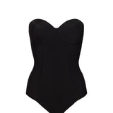 Body con coppe imbottite, ferretto, spalline removibili e taglio laser - NERO - 1842