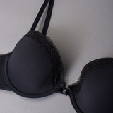 Reggiseno con coppe imbottite e ferretto in tessuto jacquard - NERO - 1872