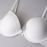 Reggiseno con coppe imbottite e ferretto in tessuto jacquard - BIANCO LATTE - 1872