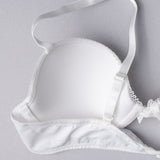 Reggiseno con coppe imbottite e ferretto in tessuto jacquard - BIANCO LATTE - 1872