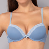 Reggiseno con coppe imbottite e ferretto in tessuto jacquard - DENIM - 1872