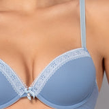 Reggiseno con coppe imbottite e ferretto in tessuto jacquard - DENIM - 1872