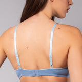 Reggiseno con coppe imbottite e ferretto in tessuto jacquard - DENIM - 1872