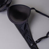 Push-up con coppe graduate in tessuto jacquard - NERO - 1874