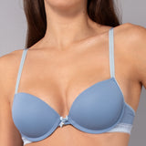 Push-up con coppe graduate in tessuto jacquard - DENIM - 1874