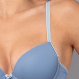 Push-up con coppe graduate in tessuto jacquard - DENIM - 1874