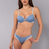 Push-up con coppe graduate in tessuto jacquard - DENIM - 1874