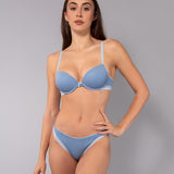 Push-up con coppe graduate in tessuto jacquard - DENIM - 1874