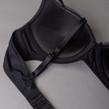 Reggiseno con coppe graduate senza ferretto in tessuto jacquard - NERO - 1876