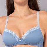 Reggiseno con coppe graduate senza ferretto in tessuto jacquard - DENIM - 1876