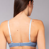 Reggiseno con coppe graduate senza ferretto in tessuto jacquard - DENIM - 1876