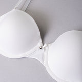 Reggiseno a fascia imbottito con ferretto in tessuto jacquard - BIANCO LATTE - 1880